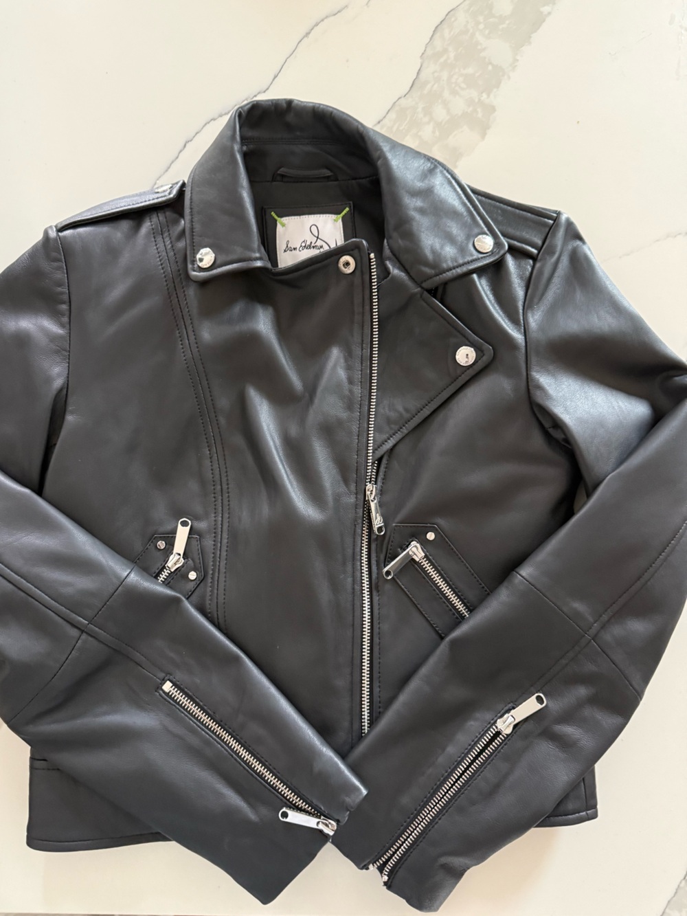 Black Leather Moto Jacket by Sam Edelman
